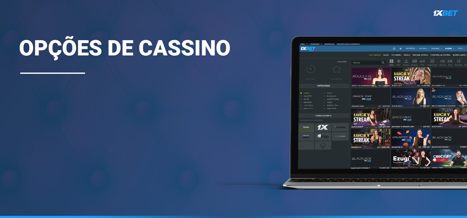 Opções de cassino do app 1xbet